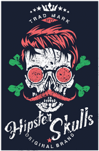 Charger l&#39;image dans la galerie, Homme T-Shirt Tête de mort lunettes ronde crâne hipster skull moustache os
