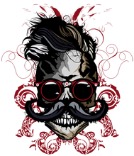 Charger l&#39;image dans la galerie, Femme T-Shirt Tête de mort hipster skull crâne moustache lunettes ronde artistic
