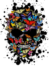 Charger l&#39;image dans la galerie, Femme T-Shirt Tête de mort papillons crâne skull butterfly (6651706048691)
